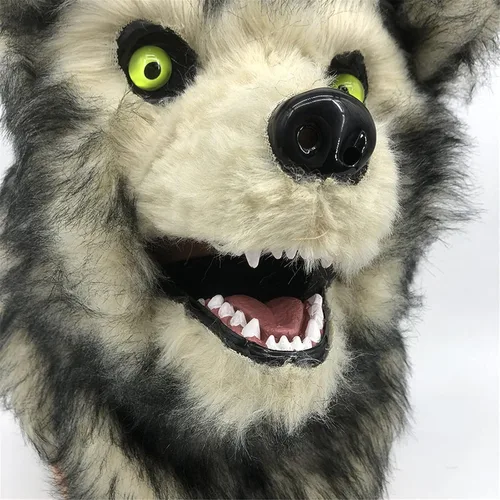 Miniatura 6 de HAO Máscara de terror realista de Halloween con mandíbula móvil, máscara de cabeza de lobo movible para fiesta de Halloween, disfraz de lobo
