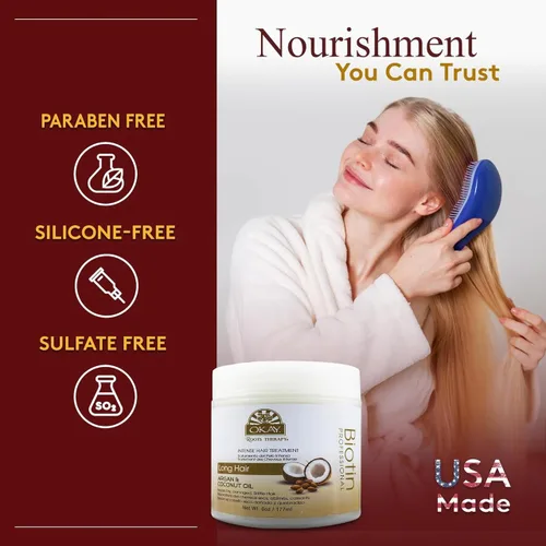 Miniatura 2 de Okay Roots Therapy Biotina Argán Coco Tratamiento Intenso Profesional para el cabello, 6 onzas