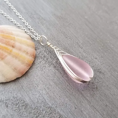 Miniatura 73 de Yinahawaii Collar de cristal de mar hecho a mano, joyería hawaiana para mujer, collar de lágrima trenzada, joyería única de cristal de mar