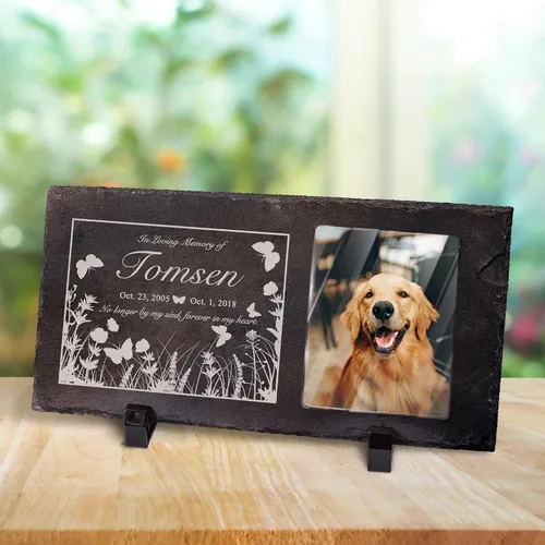 Miniatura 26 de Farfume Piedras conmemorativas personalizadas para mascotas con foto y texto Marcadores personalizados para tumbas para mascotas Lápidas