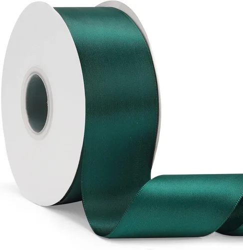 Miniatura 89 de Cinta de satén de doble cara verde manzana de 1-1/2 pulgadas x 50 yardas, cinta de color sólido de alta densidad, ideal para manualidades, envoltura