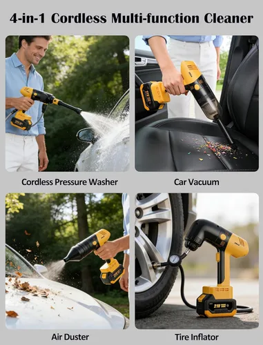 Miniatura 2 de Kit de limpieza inalámbrico 4 en 1 – Lavadora portátil de coche, aspiradora, soplador de hojas e inflador de neumáticos para exteriores, camping, RV