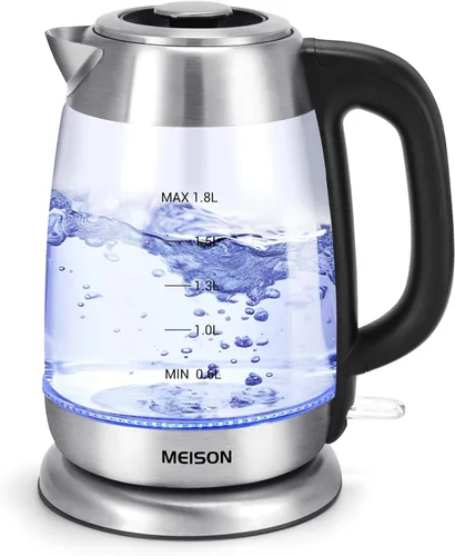 Hervidores de té eléctricos de vidrio para agua hirviendo, hervidor eléctrico de ebullición rápida, calentador de caldera de agua caliente, tetera
