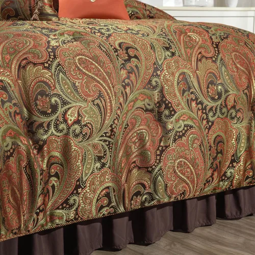 Miniatura 8 de Loom and Mill Juego de edredón jacquard de 9 piezas tamaño Queen, diseño clásico de paisley cama en una bolsa, juego de ropa de cama de damasco