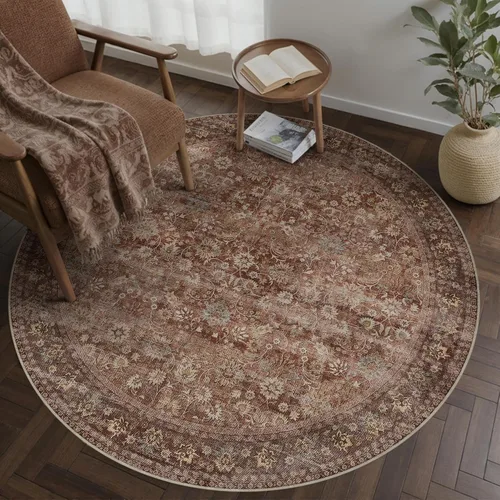 Miniatura 82 de HUGEAR 8x10 Alfombras lavables a máquina color marrón para pasillo, alfombra grande de área interior, alfombra de acento floral, alfombra de pelo