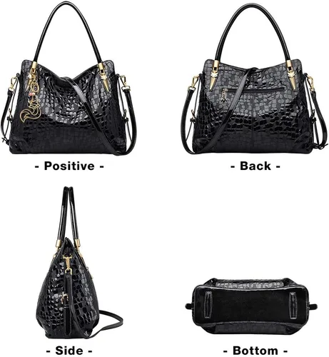 Miniatura 5 de FOXER Bolso de mano de cuero genuino para mujer, bolso de hombro con asa superior