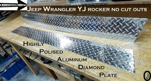 Miniatura 3 de Se adapta a Jeep YJ Diamond Plate Side Rocker Panel sin recortes, juego de 2.6 pulgadas de ancho