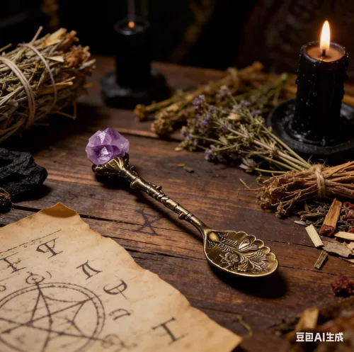 Miniatura 6 de ideayard Cuchara de brujería retro con cristal 1 pieza para regalo