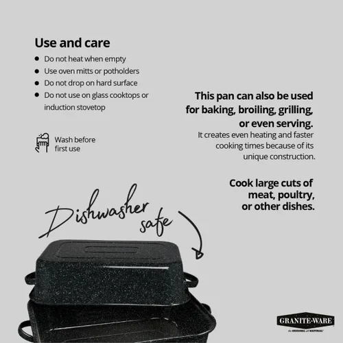 Miniatura 7 de Columbian Home Products 0511-3, rustidora rectangular negra con tapa (21 pulgadas), Negro (Black Speckle)