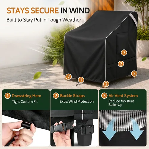 Miniatura 6 de COSFLY Fundas para sillas de patio al aire libre, impermeables, resistentes a los rayos UV, ajuste ajustable con correas de hebilla, se adapta a