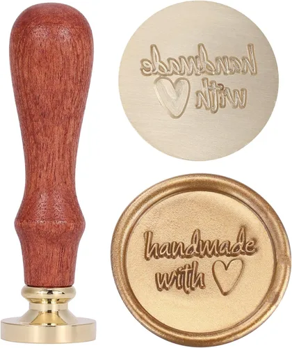 Miniatura 8 de Yoption Baby Series - Sello de cera con diseño de huellas de bebé, cabeza de latón, mango de madera, sello de sellado para invitación de fiesta