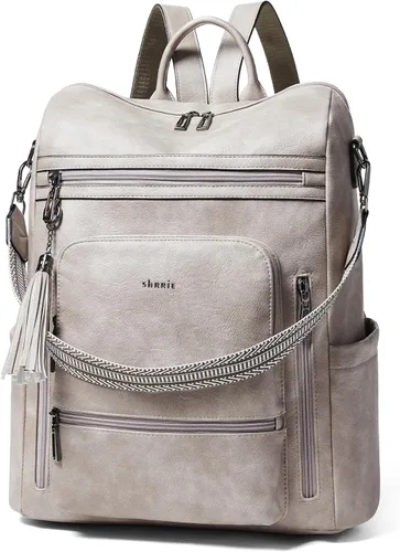 Miniatura 12 de Shrrie - Mochila vegana de cuero para laptop de 14 pulgadas para mujer, mochila de trabajo, mochila de moda, mochila de viaje, bolso para negocios