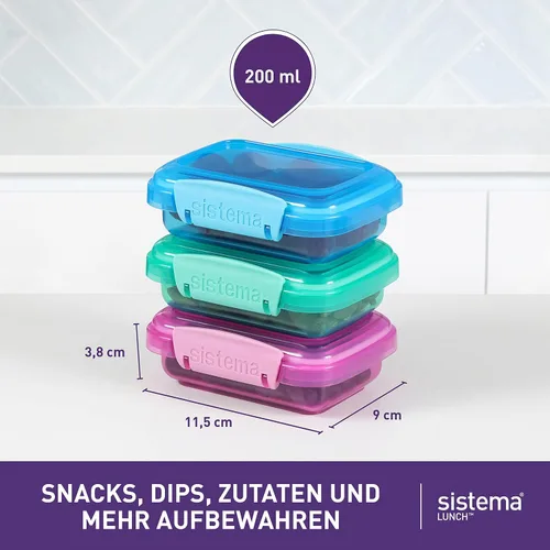Miniatura 3 de Contenedores de almacenamiento de alimentos de la colección Sistema Lunch, 6.7 oz./0.2 L, rosa/verde/azul, 3