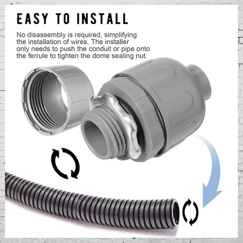 Miniatura 4 de Conector hermético de líquido de 1/2 pulgada, accesorios de conducto eléctrico de PVC, conector de conducto flexible de 180 grados para el hogar