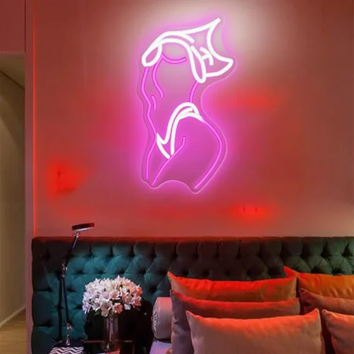 Miniatura 7 de Letreros de neón de mujer para decoración de pared, letreros de neón en rosa y blanco con luz LED para decoración de habitación estilo preppy, A-Dama