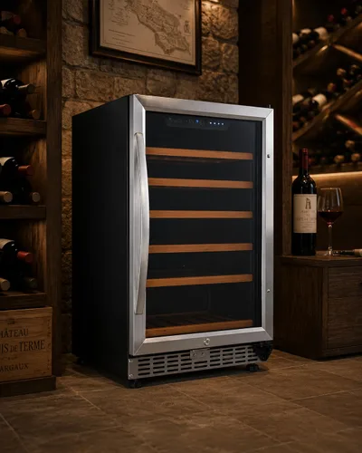 Miniatura 2 de Eurodib USF54S - Refrigerador de vino con capacidad para 57 botellas de una sola temperatura de vidrio completo bajo encimera, estilo urbano, 110 V