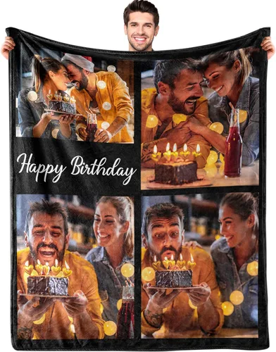 Miniatura 8 de Manta personalizada con imagen, manta de forro polar Sherpa personalizada, manta gruesa y cálida de felpa, personalizada para pareja, novia, novio