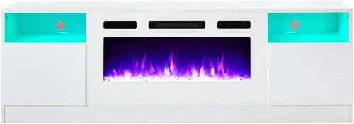 Miniatura 8 de AMERLIFE - Soporte de TV con chimenea, centro de entretenimiento con luz LED y chimenea eléctrica de 36 pulgadas, soporte de entretenimiento moderno