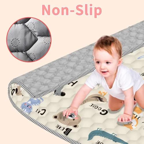 Miniatura 5 de Tapete de juego para bebé para suelo, tapete de corral de 50 x 50 pulgadas, suave, portátil, antideslizante, lavable a máquina, compañero de juego