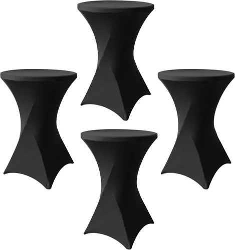 Miniatura 9 de SUNTQ Cubierta para Mesa de Cóctel 32x43, Mantel de Mesa de Cóctel Ajustado de Spandex Negro, Mantel de Mesa Alta Redonda Elástico para Fiestas