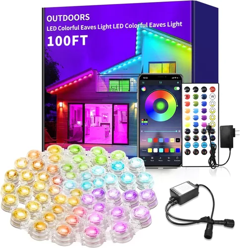 Miniatura 8 de Luces permanentes para exteriores de 200 pies para casa, impermeables, luces LED RGB inteligentes, luces permanentes para exteriores