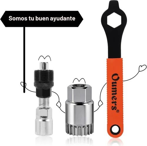 Miniatura 8 de Oumers Extractor de manivela de bicicleta/removedor de brazo y removedor de soporte inferior con llave inglesa/llave de 0.630 in. Kit de Naranja