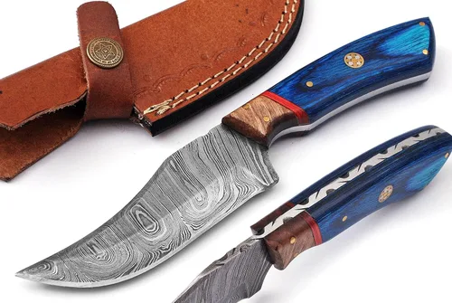 Cuchillos de Damasco Hechos a Mano Personalizados de Acero de Damasco Cuchillo de Caza para Desollar, Camping, Exterior - Cuchillos de Caza de Hoja