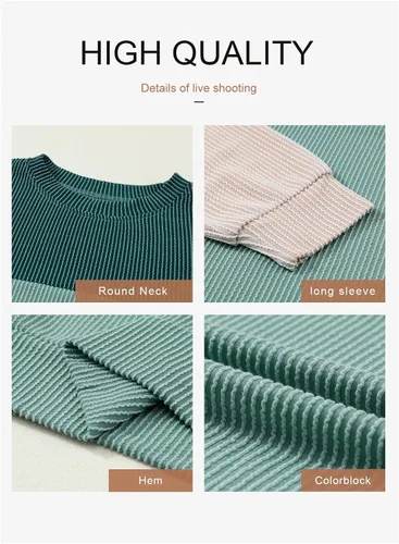 Miniatura 7 de Dokotoo Camisas de manga larga con cuello redondo y bloque de color para mujer, a la moda 2024