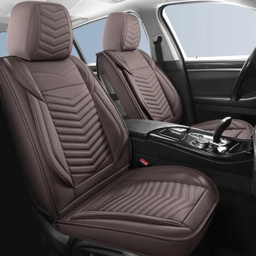 Miniatura 22 de HChengkikz Fundas de Asiento de Automóvil Par Delantero, Fundas de Asiento de Cuero Nappa Transpirable para Automóviles, Cojines Universales