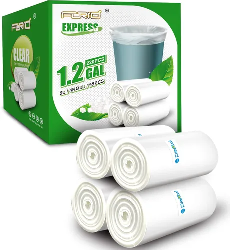Miniatura 8 de FORID Bolsas de basura transparentes, bolsas de basura de 8 galones, bolsas de basura de plástico para basura, 110 unidades, para baño, dormitorio