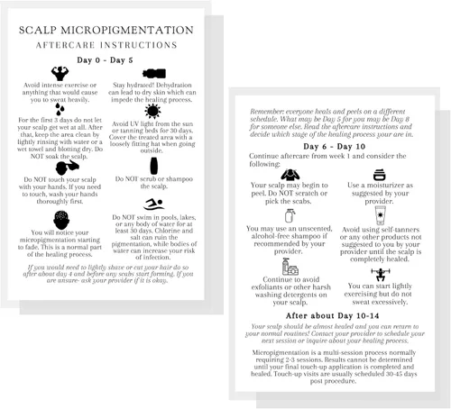 Miniatura 3 de Tarjetas de instrucciones de cuidado posterior de micropigmentación del cuero cabelludo para clientes 30 paquetes para maquillaje permanente