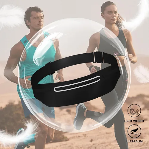 Miniatura 3 de Riñoneras para mujer, riñonera impermeable para hombres, cintura ajustable para correr, bolsa de bolsillo delgada y expandible, soporte para iPhone
