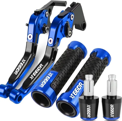 Miniatura 12 de DOUKI Para Yamaha XT660R 2004-2016 Palancas de embrague de freno de motocicleta Agarraderas Agarres Extremos Ajustable Plegable CNC Accesorios con 7