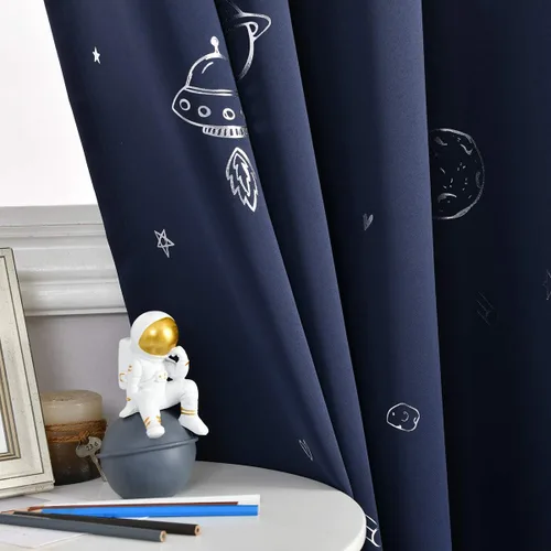 Miniatura 3 de Vangao - Cortinas opacas azul marino para dormitorio de niños, tema espacial, para niños, guardería, habitación de niñas, 63 pulgadas de largo