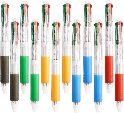 Miniatura 2 de Bolígrafo multicolor de 0.028 in, tinta de 4 colores (negro, azul, rojo, verde) en un bolígrafo retráctil para suministros escolares de oficina