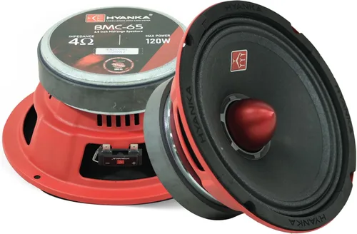 Miniatura 8 de H YANKA BMC-65 - Altavoces de rango medio 6.5 para automóvil, 480 vatios, 4 ohmios, diseño bala con cesta de acero negro, sonido sin distorsiones