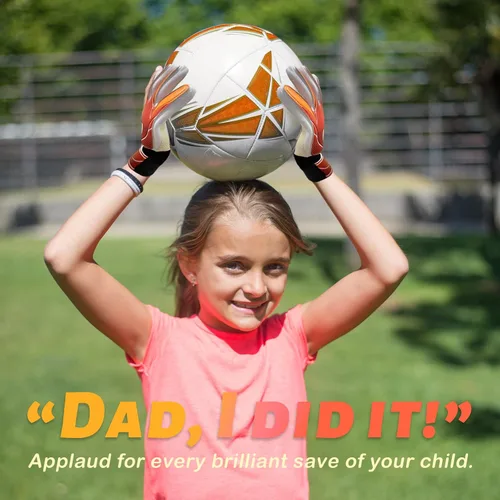 Miniatura 7 de Guantes de portero de fútbol para jóvenes y niños, guantes de portero con palmas de súper agarre, guantes de fútbol antideslizantes, protección Rojo