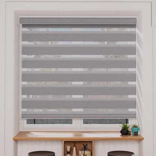 Miniatura 13 de MYshade Persianas enrollables de cebra opacas (85 %) con cordón para ventanas interiores, persianas de doble capa beige para dormitorio, baño, sala