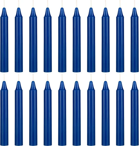 Miniatura 48 de SRG 40 mini velas cónicas color azul claro sin perfume, 4 pulgadas de alto x 1/2 pulgada de diámetro, ideal para lanzar campanadas, rituales