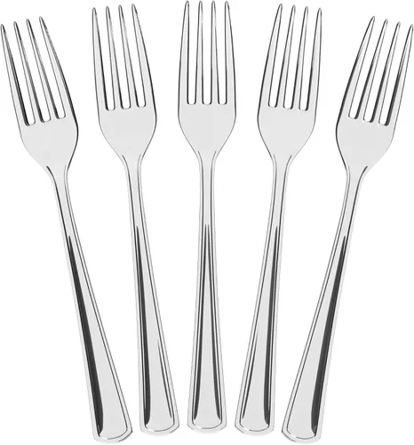 Miniatura 20 de Exquisite Tenedores de plástico morados, 50 piezas, tenedores morados, utensilios desechables, juego de cubiertos de plástico resistente