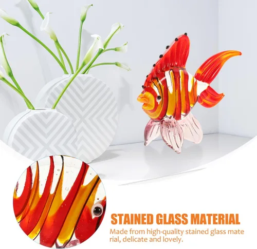 Miniatura 6 de ARTIBETTER 1 unid de cristal de pescado ornamento flores para cristal claro animal mar figura joyería jarrón marino para decoración de escritorio