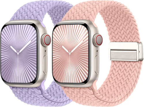 Miniatura 13 de Bandas elásticas trenzadas con cierre magnético compatibles con Apple Watch de 1.496 pulgadas, 1.575 pulgadas, 1.614 pulgadas, 1.654 pulgadas, 1.732