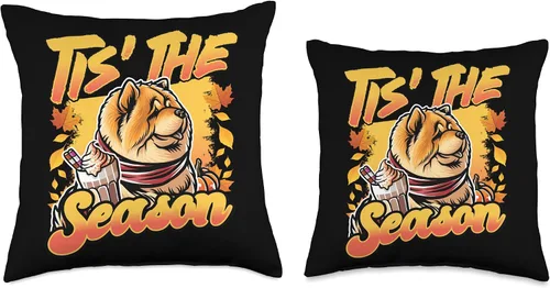Miniatura 3 de BCC Chow Chow Shirts & Asian Dog Lover Gifts Chow Dog Scarf Pumpkin Happy Thanksgiving Throw Pillow, 16x16, Multicolor