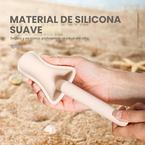 Miniatura 6 de MarcZero 11 juguetes de playa de silicona, modernos juguetes de playa para bebés, juego de playa apto para viajes, cubo de silicona, pala, 8 moldes