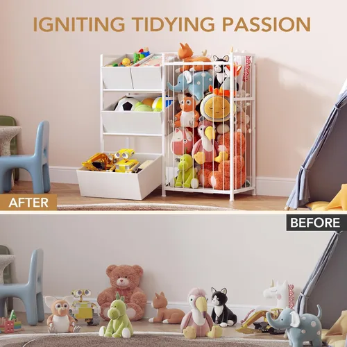Miniatura 5 de BBLIKE Organizador de almacenamiento para niños con 4 contenedores extraíbles, organizador de almacenamiento para niños para juguetes de peluche