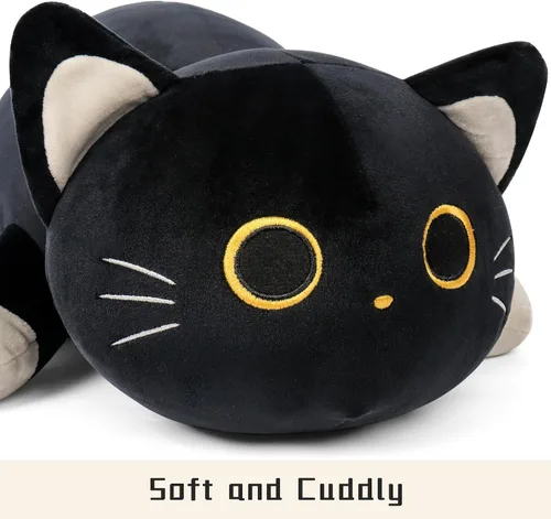 Miniatura 8 de Wepop Animales de Peluche con Peso de Gato Negro de 24 pulgadas, Almohada de Gato Negro con Peso de 4.2 libras, Animal de Peluche Gigante de Gato
