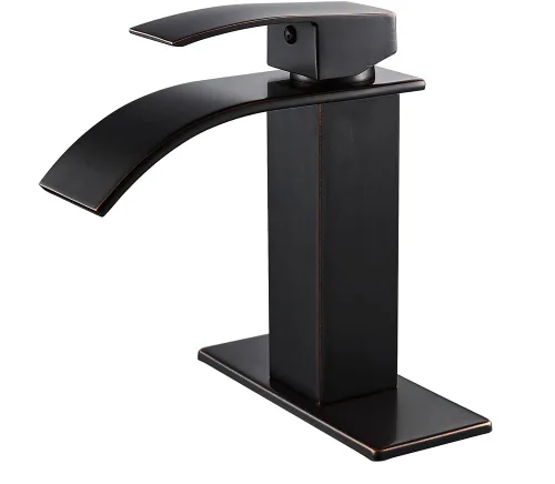 Miniatura 11 de VOTON - Grifo de baño cromado en cascada, de un solo agujero para lavabo, con cubierta Negro (T-Black)