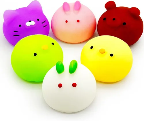 Miniatura 8 de 4 piezas de juguetes blandos Jumbo Glitter Mochi para niños, juguetes Kawaii, juguetes sensoriales de animales marinos para premios de clase