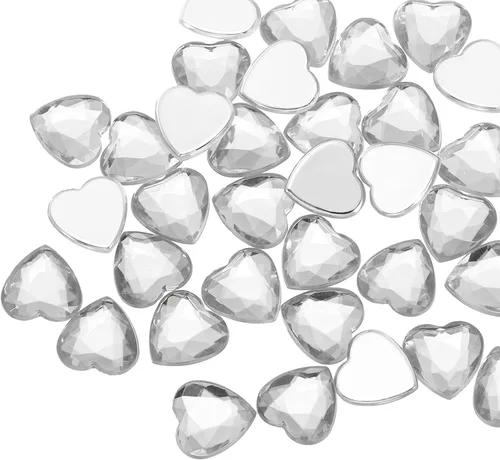 Miniatura 20 de MECCANIXITY 40 piezas de cuentas de acrílico con forma de corazón, 12 mm, con parte trasera plana, gemas de plástico para joyería, pegatinas