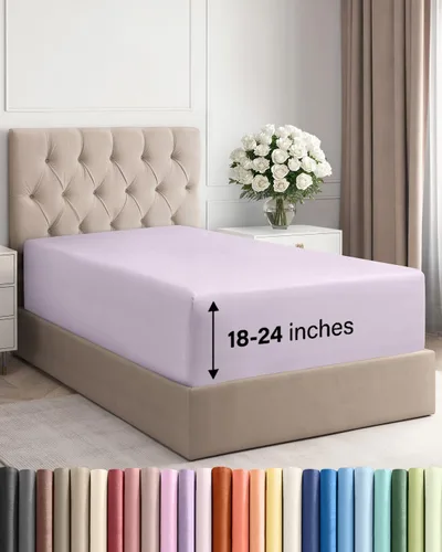 Miniatura 64 de Sábana bajera ajustable extra profunda tamaño completo – Sábana bajera individual de lujo para hotel únicamente – Se adapta fácilmente a colchones